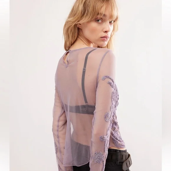 Free People Shine Through Top in Violet Ash - Picture 2 of 9